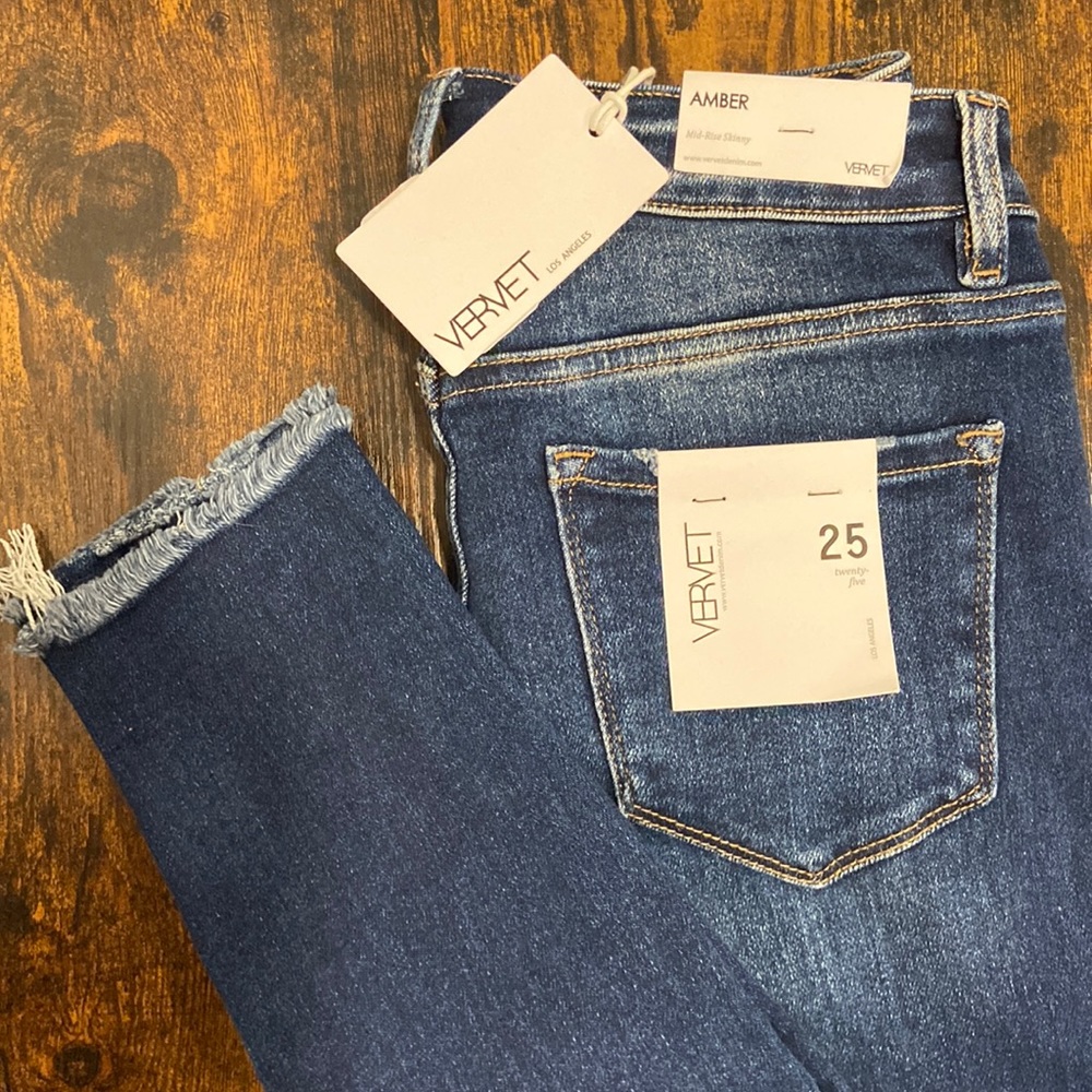 VERVET Dark navy mid rise skinny jeans